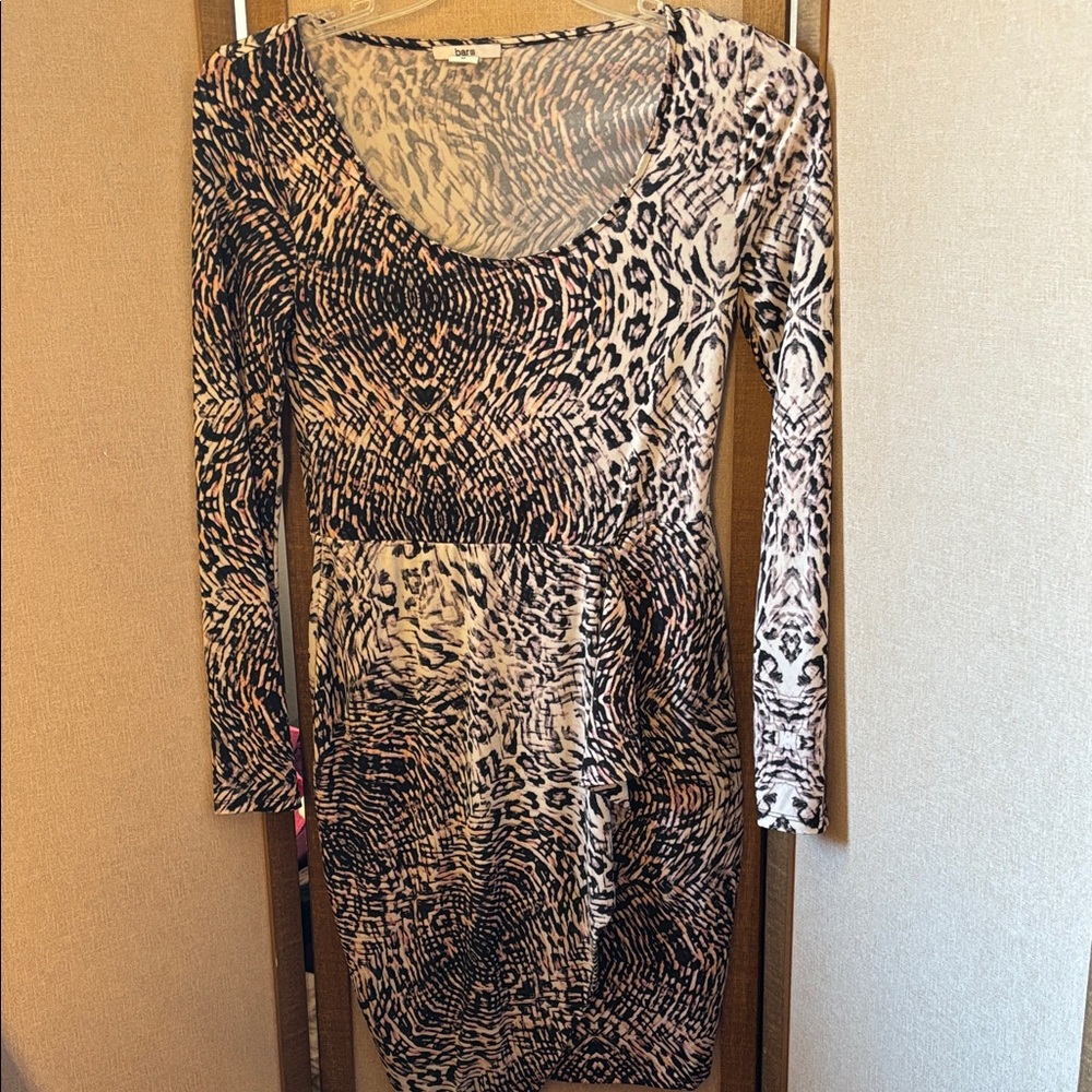 Bar III 3 Animal Print Long Sleeve Dress medium